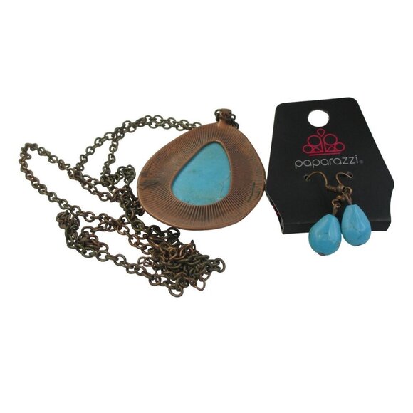 Paparazzi Faux Turquoise Necklace & Earrings Set NWT - Picture 7 of 7